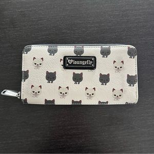 Loungefly Zip Cat Wallet Feline Black White Kitty
